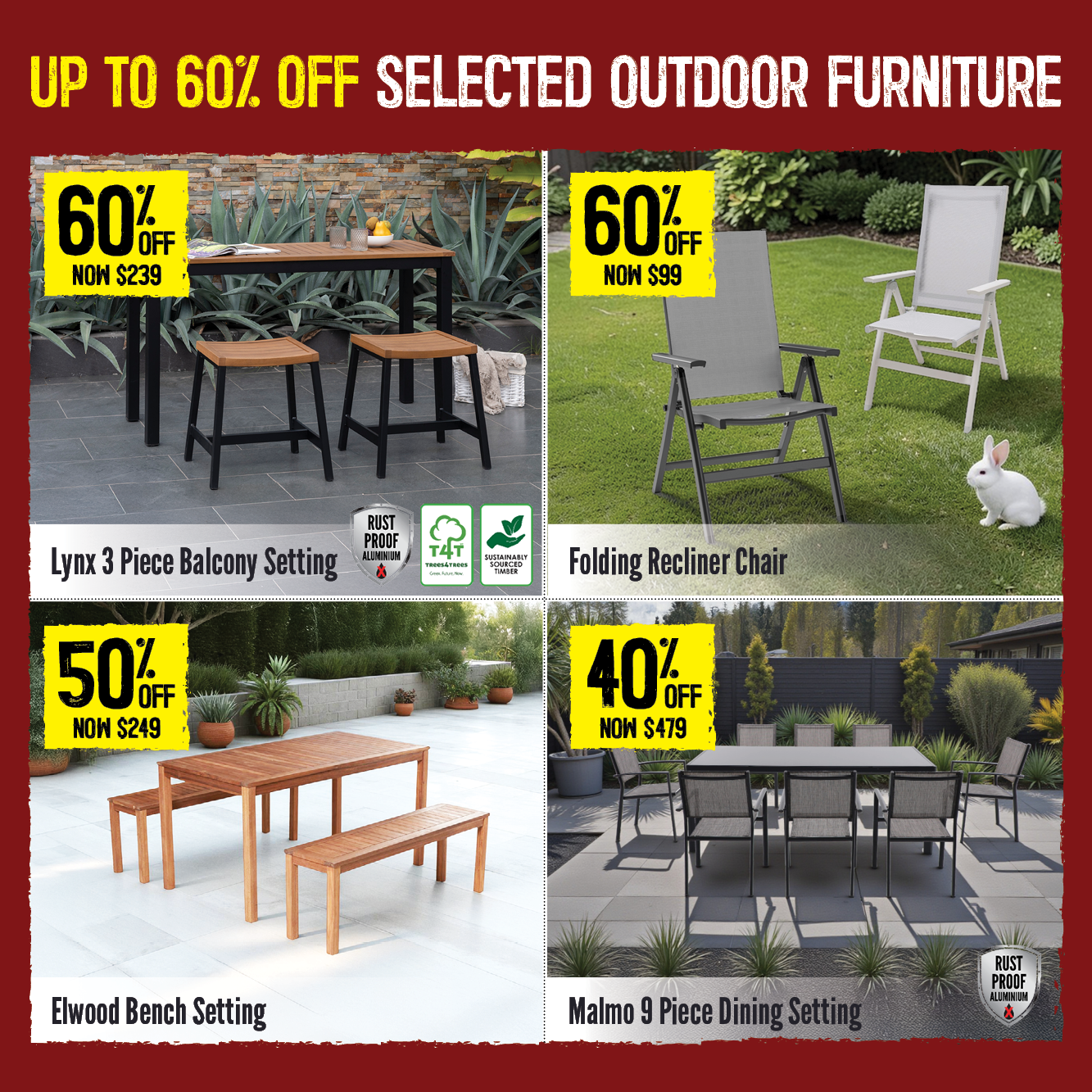 Up To 60% Off Selected Outdoor Furniture | Shop Now
